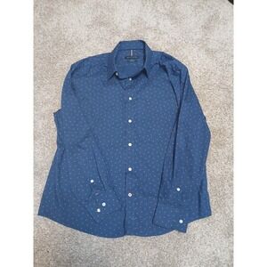 TOMMY HILFIGER Large BLUE Red PATTERN DOT Long SLEEVE BUTTON UP CLASSIC SHIRT